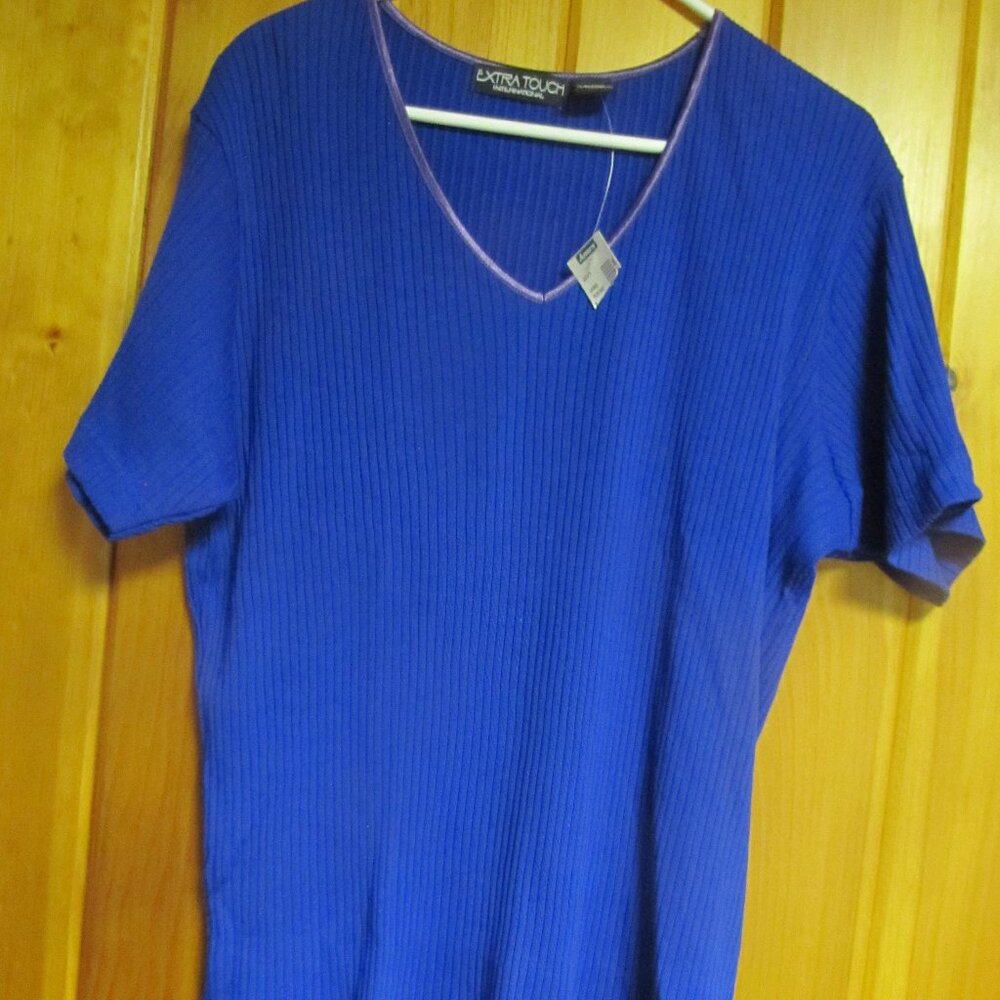 NWT v Neck Blouse sz 2x Plus sz Tops Cobalt Blue Blouse XXL Womens Extra Touch